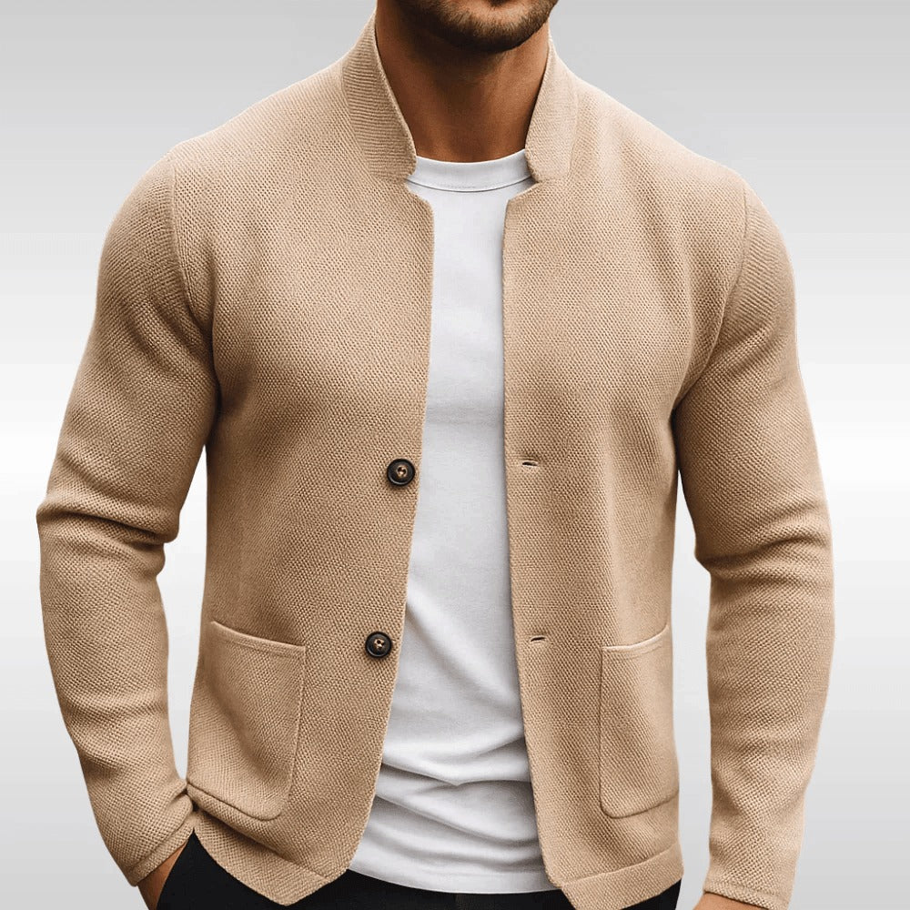 Men's Button-Front Stand Collar Blazer