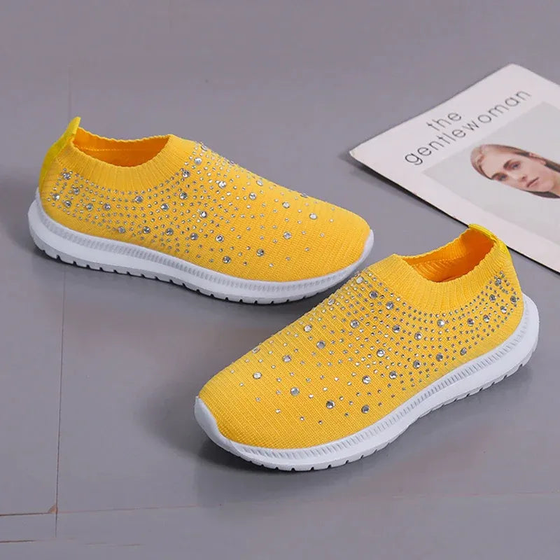Women’s Rhinestone Knit Slip-On Sneakers