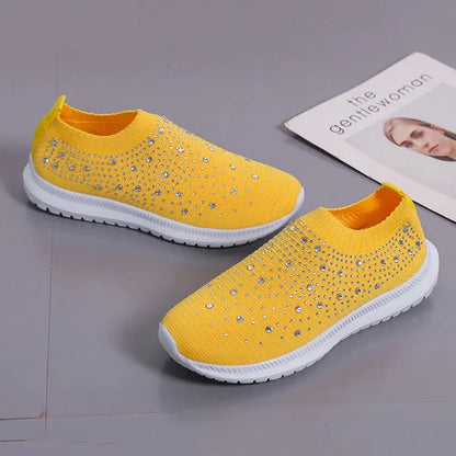Women’s Rhinestone Knit Slip-On Sneakers