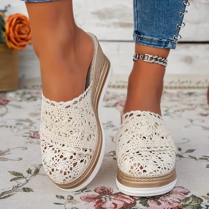 Women’s Crochet Wedge Mule Sandals