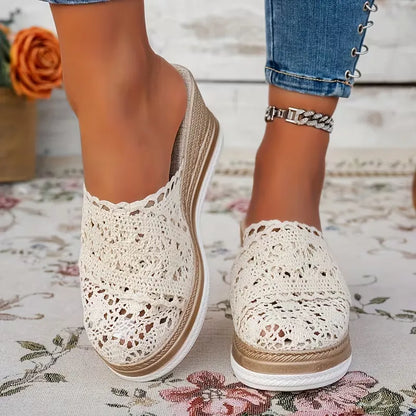 Women’s Crochet Wedge Mule Sandals