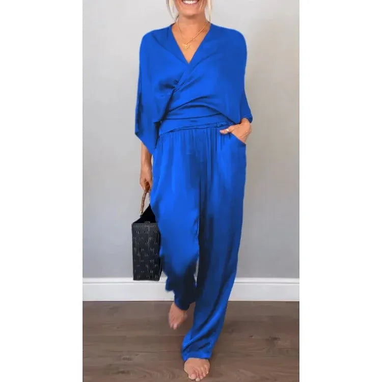 Women’s Wrap-Front Wide-Leg Jumpsuit