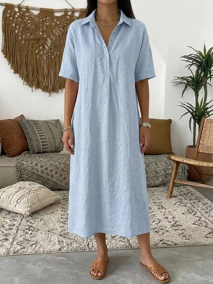 Women's Collared Button Front Relaxed Dress