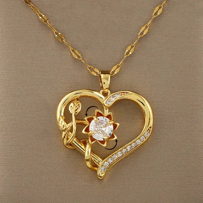 Heart-Shaped Cubic Zirconia Pendant Necklace