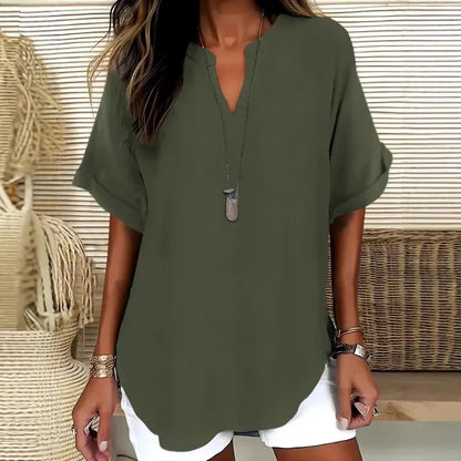 Women’s Loose Fit Short Sleeve V-Neck Top