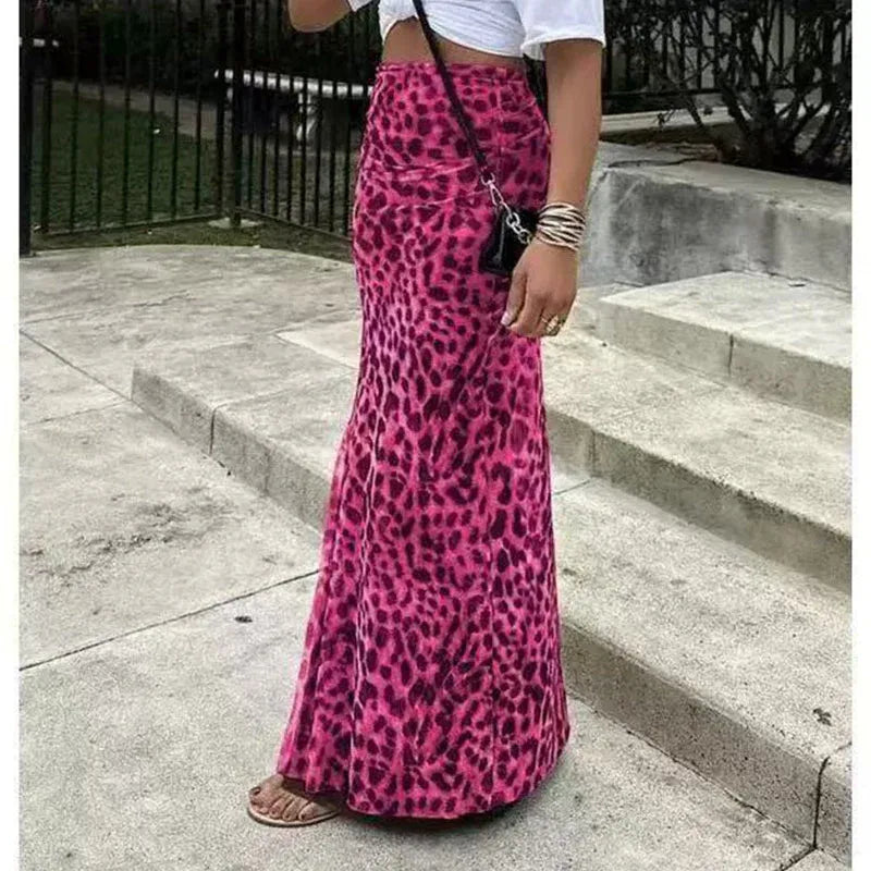 Women’s Leopard Print Flowy Maxi Skirt