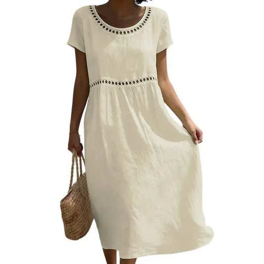 Women’s Lace-Trim High-Waist Midi Dress