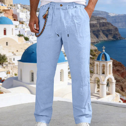 Men’s Casual Linen-Look Drawstring Pants