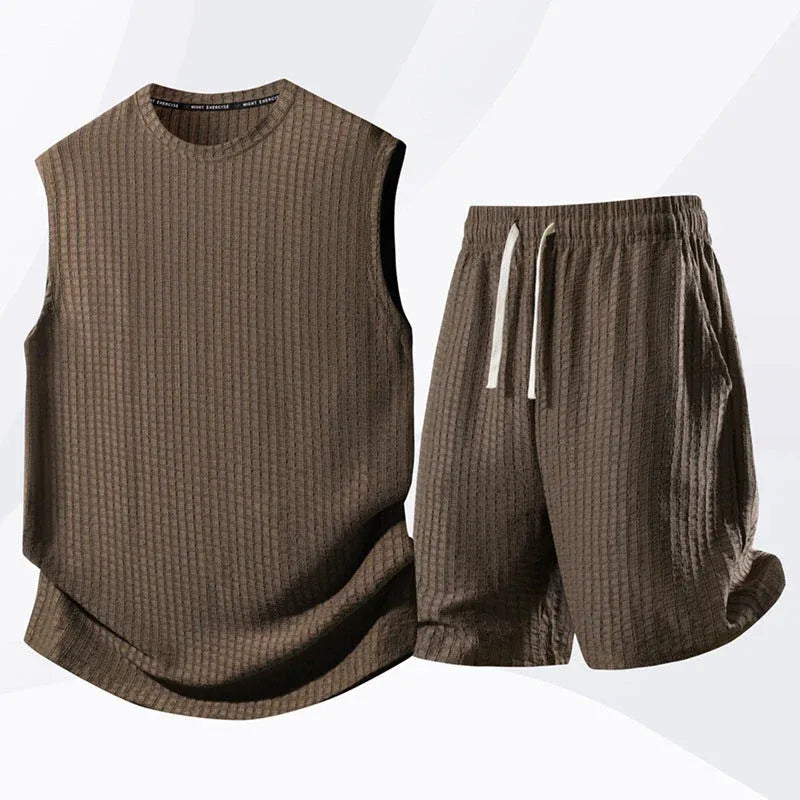 Men’s Textured Sleeveless Lounge Set