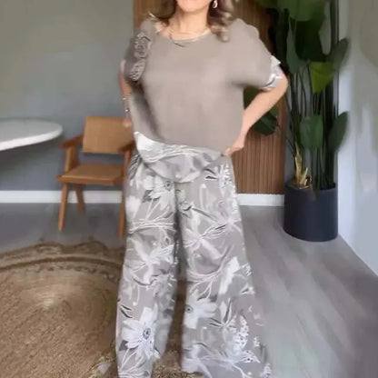 Women’s Printed Two-Piece Wide-Leg Pants Set