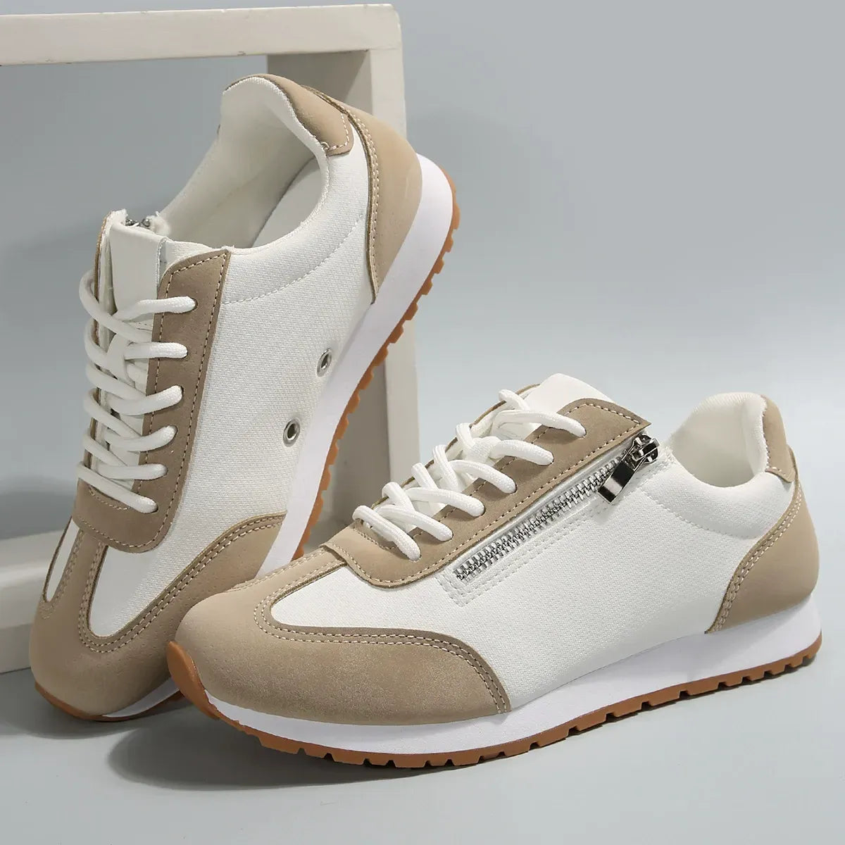 Lightweight Casual Zip Lace Sneakers