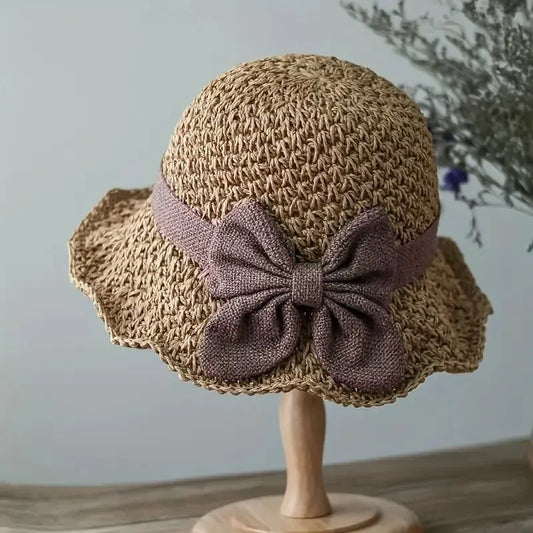 Women’s Straw Sun Hat with Bow Lightweight Breathable Summer Hat