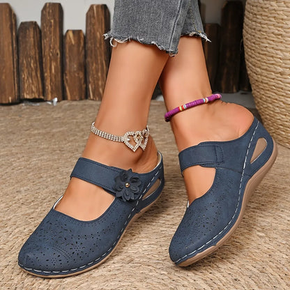Women’s Floral Cutout Mary Jane Comfort Mules