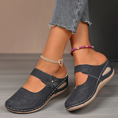Women’s Floral Cutout Mary Jane Comfort Mules