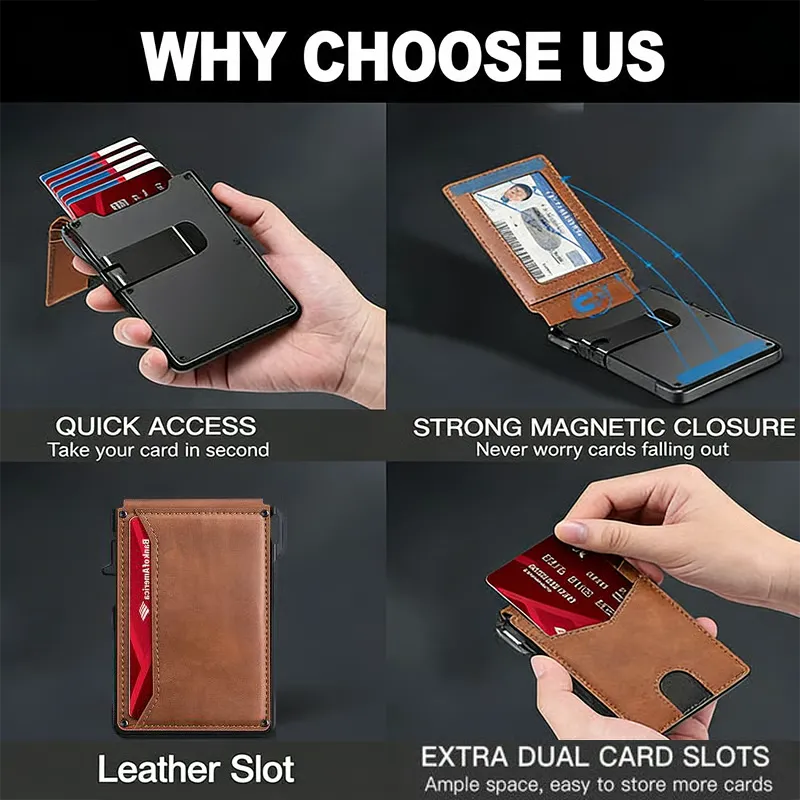 Slim RFID Pop-Up Card Wallet with Money Clip