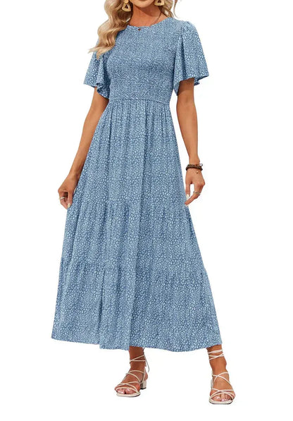 Women’s Floral Smocked High-Waist Maxi Dress