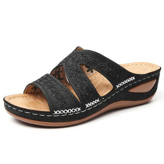 Women’s Embroidered Open-Toe Comfort Slide Sandals