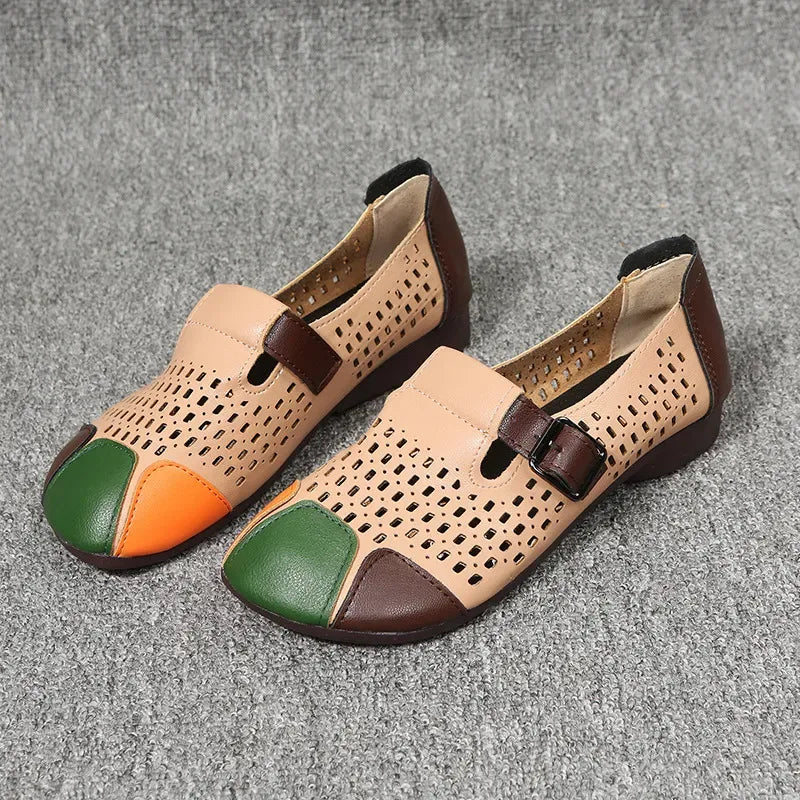 Women’s Perforated Colorblock Mary Jane Flats