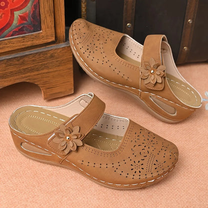Women’s Floral Cutout Mary Jane Comfort Mules