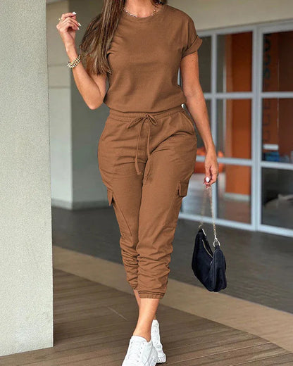 Women’s Casual Cargo Jogger Pants Set