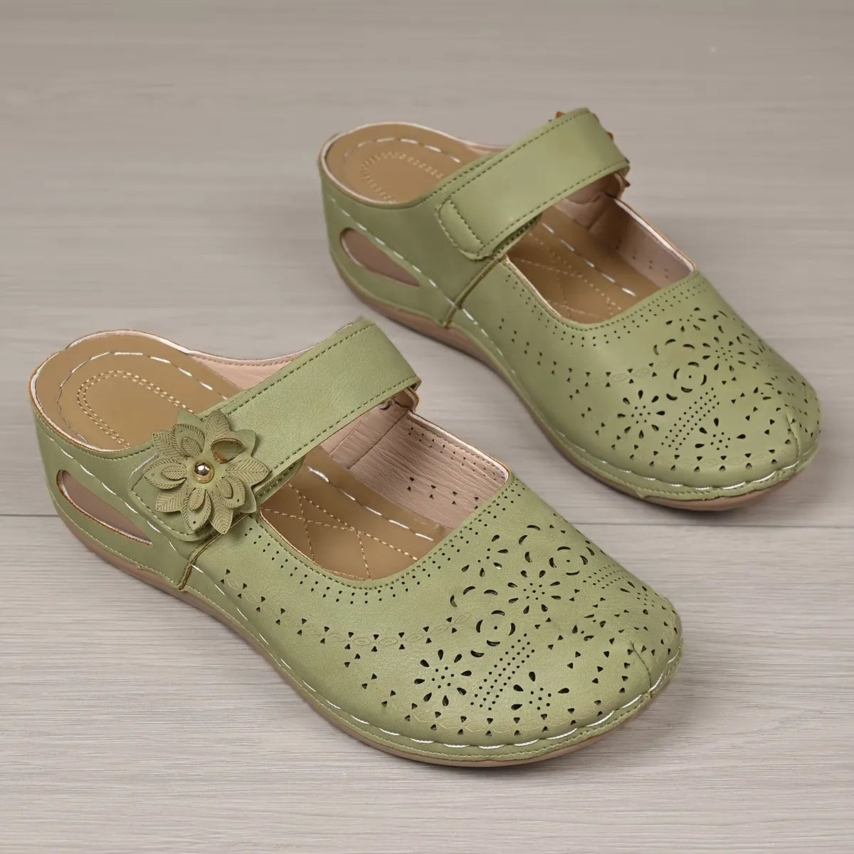Women’s Floral Cutout Mary Jane Comfort Mules