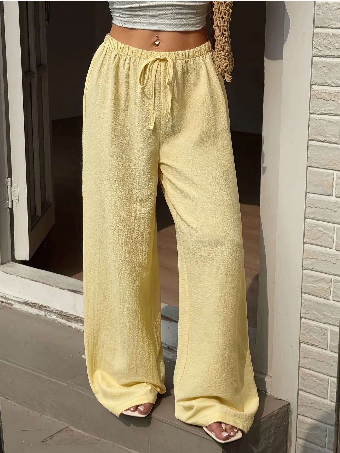 Women's Drawstring Wide-Leg Lounge Pants