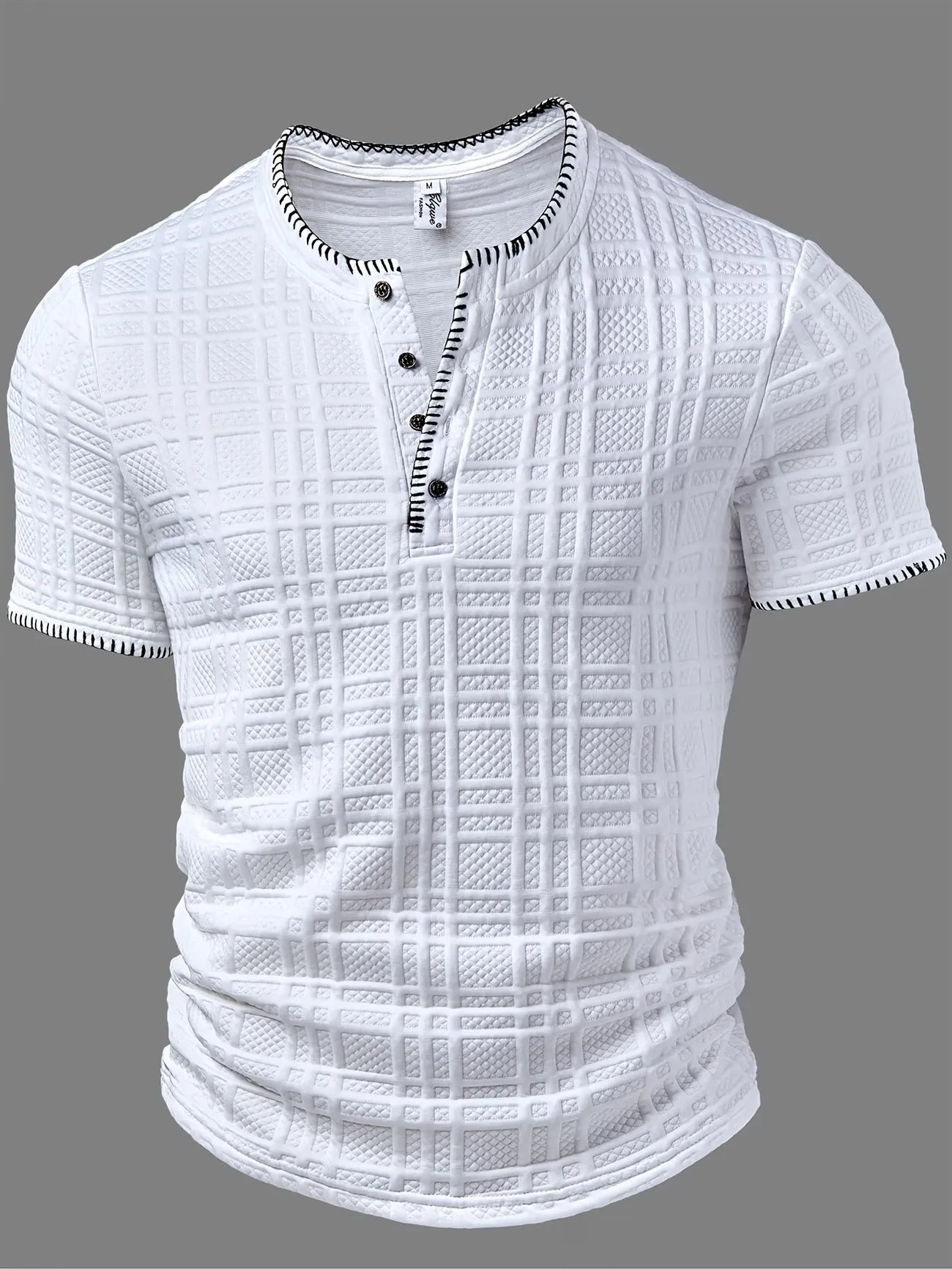 Men's Textured Henley Short Sleeve Shirt