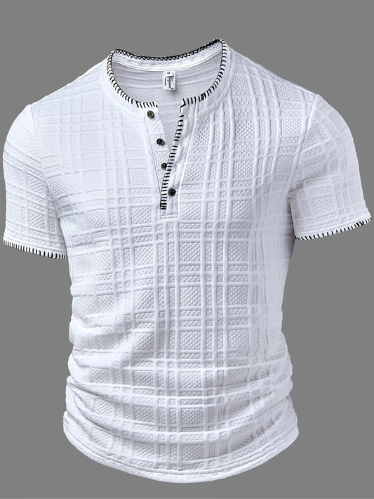 Men's Textured Henley Short Sleeve Shirt