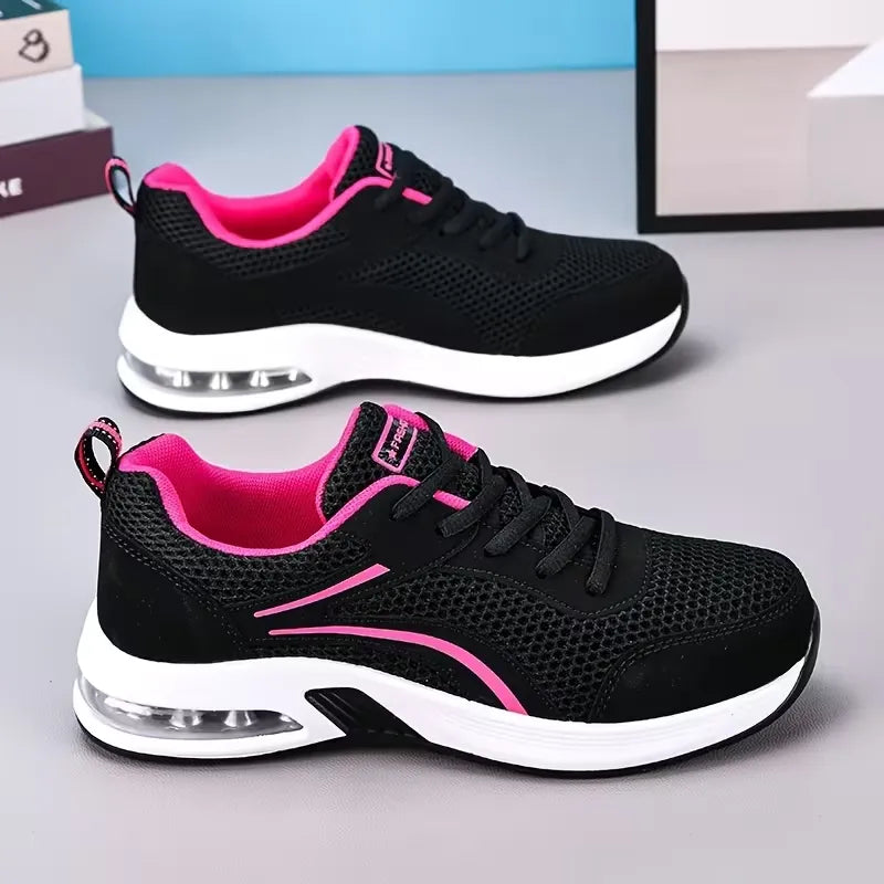 Women’s Air-Cushion Mesh Lace-Up Walking Sneakers