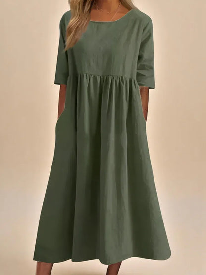 Women’s Relaxed Cotton-Blend Midi Dress