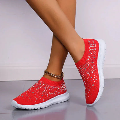 Women’s Rhinestone Knit Slip-On Sneakers