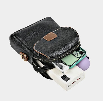 Women’s Leather-Look Double-Zip Crossbody Bag