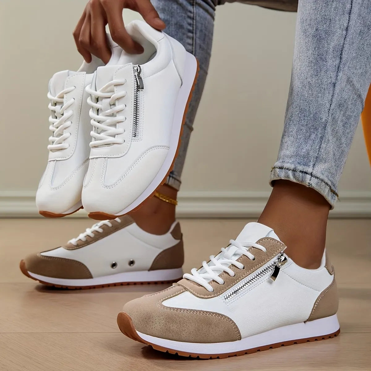 Women’s Lace-Up Side-Zip Casual Sneakers