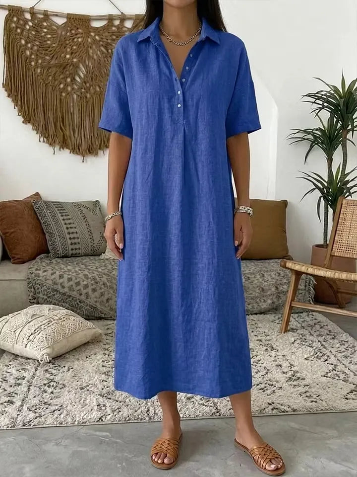 Women's Collared Button Front Relaxed Dress