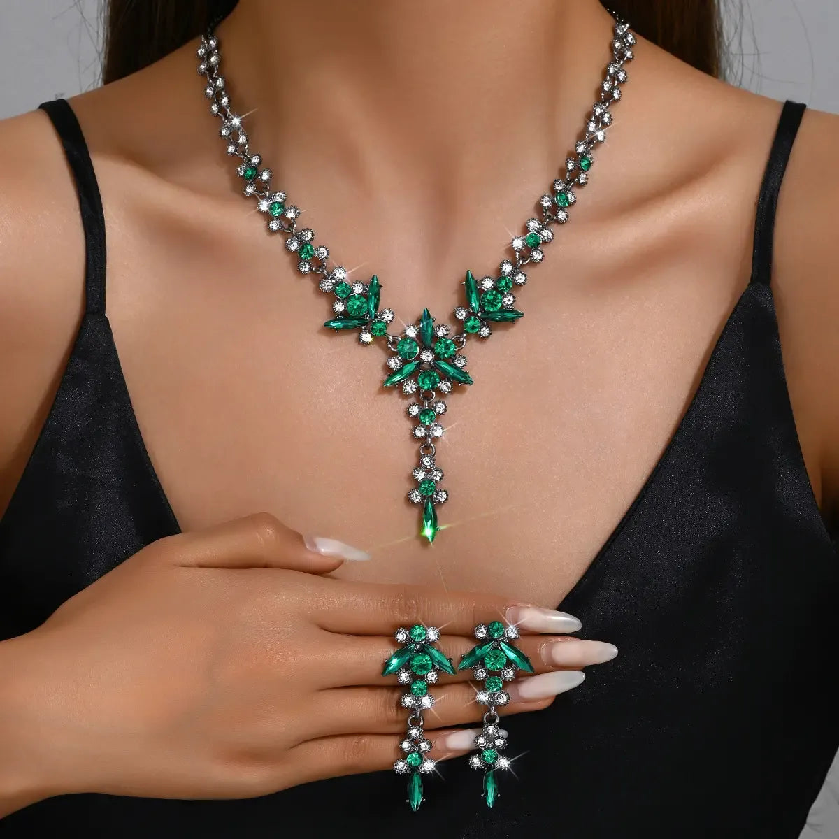 Crystal Statement Necklace and Earrings Set