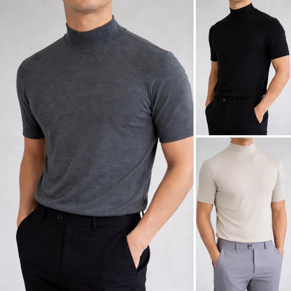 Men’s Short-Sleeve Mock Neck Knit T-Shirt