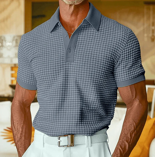 Men's Textured Short-Sleeve Polo Shirt