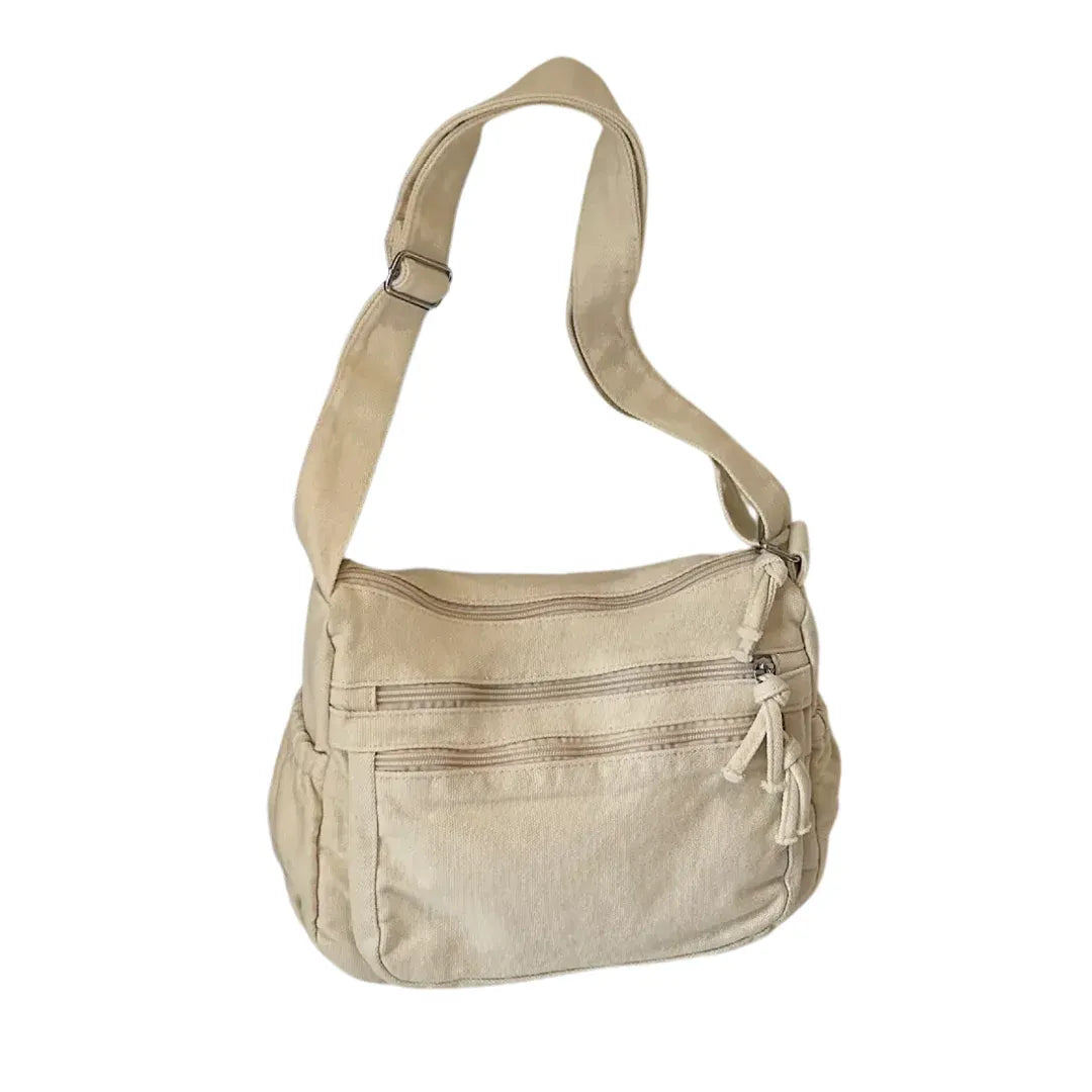 Retro Multi-Pocket Canvas Crossbody Bag