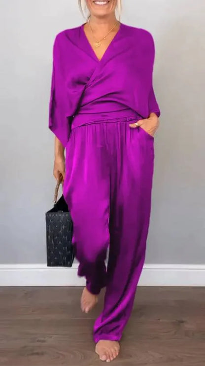 Women’s Wrap-Front Wide-Leg Jumpsuit