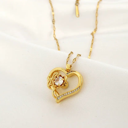 Heart-Shaped Cubic Zirconia Pendant Necklace