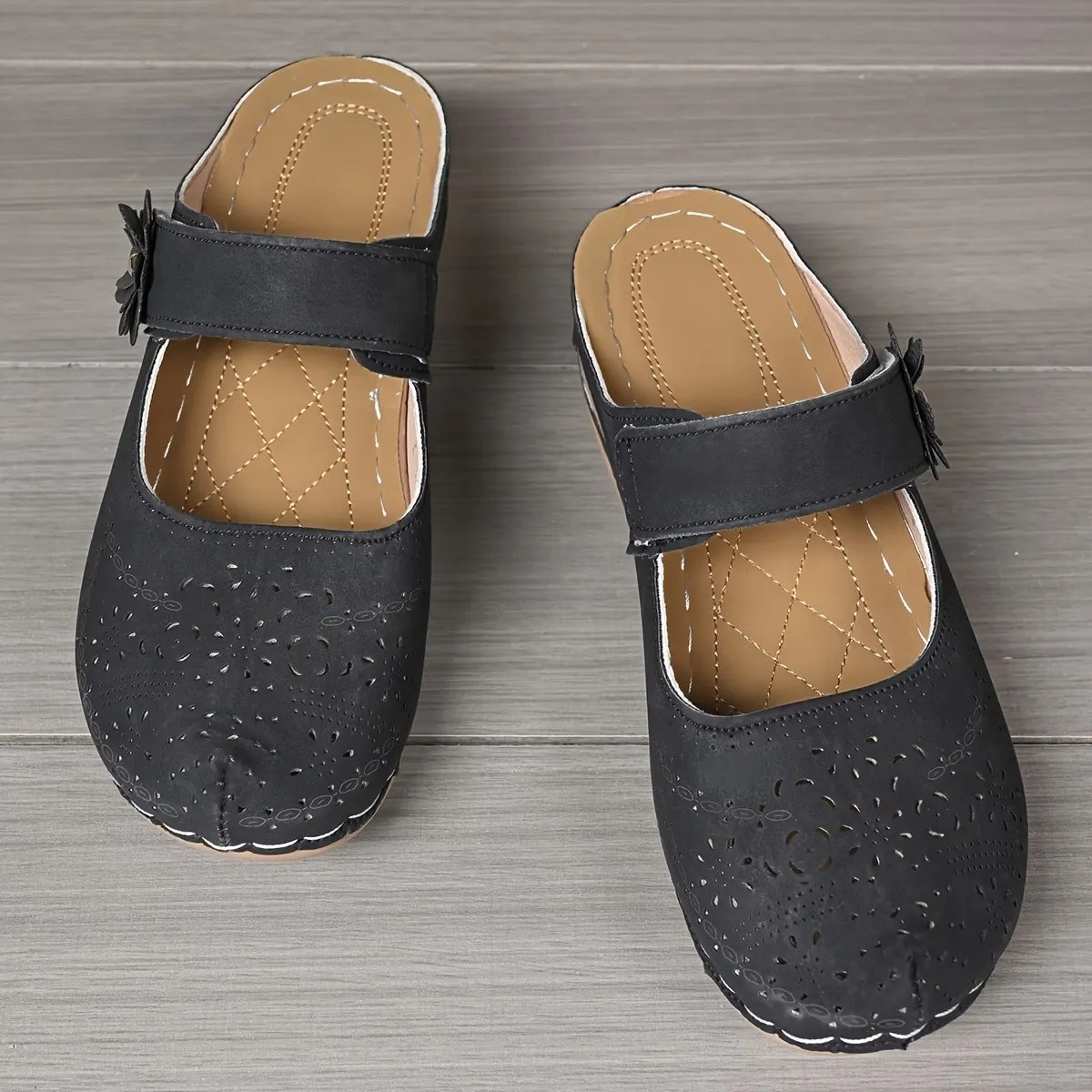 Women’s Floral Cutout Mary Jane Comfort Mules
