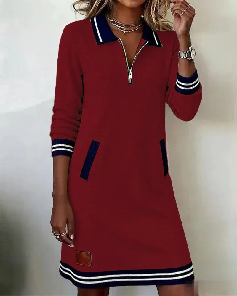 Women’s Zip Collar Sweatshirt Dress