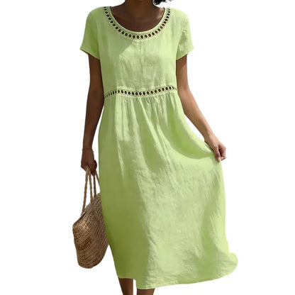 Women’s Lace-Trim High-Waist Midi Dress