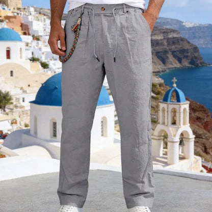 Men’s Casual Linen-Look Drawstring Pants