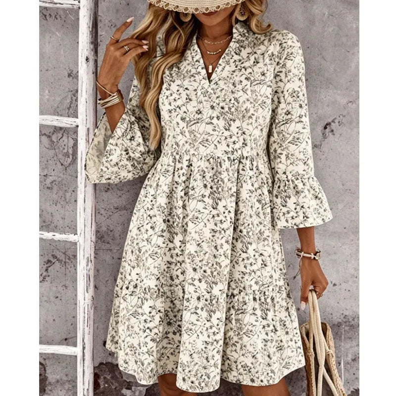 Women’s Floral V-Neck Flowy Mini Dress