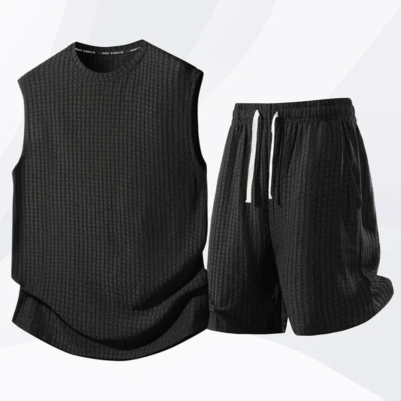 Men’s Textured Sleeveless Lounge Set
