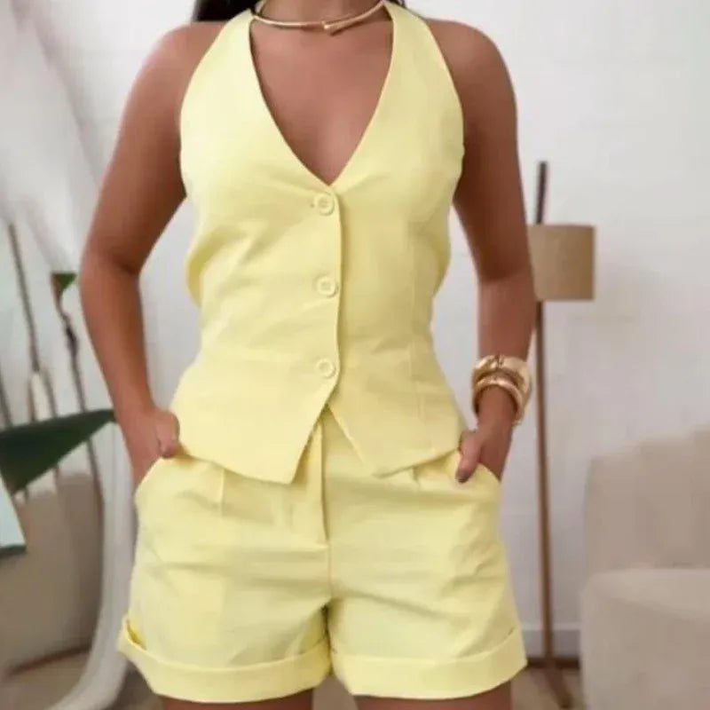 Women’s Halter Vest and Shorts Set