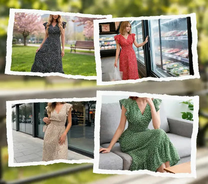 Women's Flutter Sleeve Printed Maxi Dress