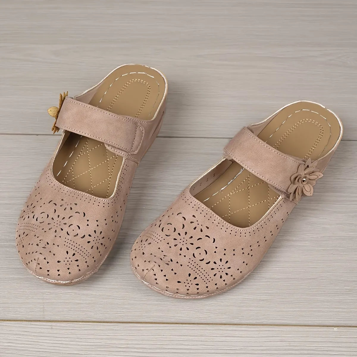 Women’s Floral Cutout Mary Jane Comfort Mules