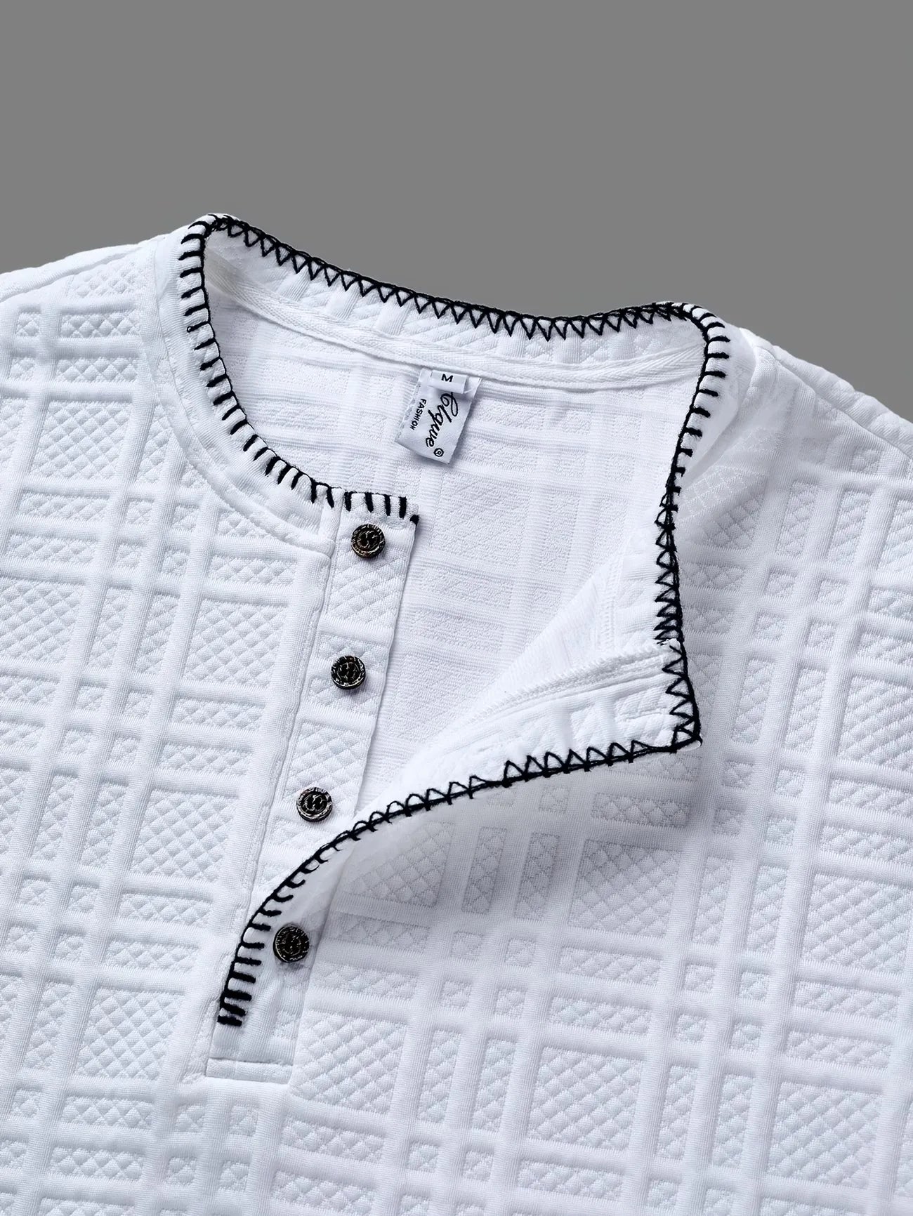 Men's Textured Henley Short Sleeve Shirt